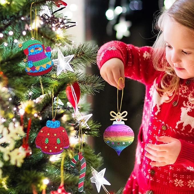 ATFUNSHOP Christmas Crafts for Kids - Magical Foil DIY Christmas Oranments - No Mess Xmas Art Activities Kit for Ages 4 5 6 7 8 9 - Fun & Ideal Stocking Stuffer & Christmas Gift for Boys & Girls