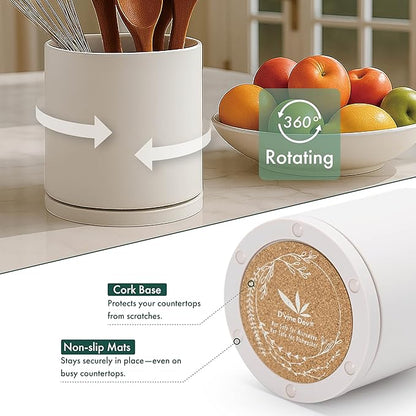 D'vine Dev 360° Rotating Utensil Holder Set – 7.2"+5" Kitchen Utensil Crocks