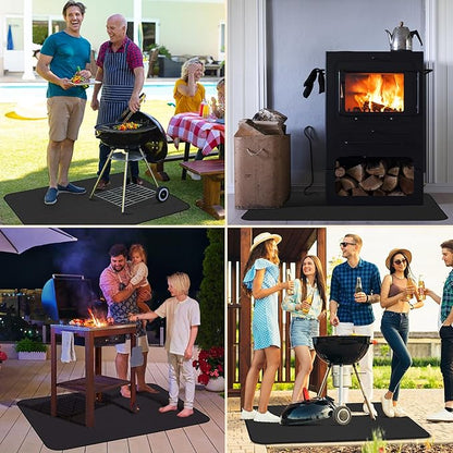 60×42 Inch Under Grill Mats for Outdoor Grill, Hearth Rugs for Fireplaces Fire Resistant, Gas and BBQ Grill Oil-Proof Water-Proof Protector for Decks, Patios and Indoor Grill