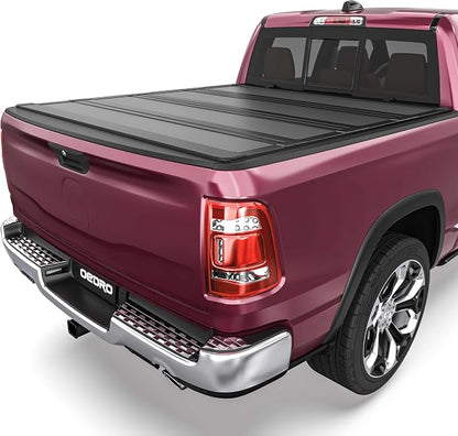 OEDRO Low-Profile Hard Quad-Fold Tonneau Cover Compatible with Dodge Ram 1500 New Body 2019 2020 2021 2022 2023 2024 2025 2026 5.7ft Bed Without Rambox, One-Handed Quick Release, Drainage Design