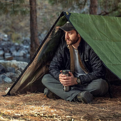 Arcturus XL Survival Tarp - Insulated Reflective Thermal Camping Tarp - 8.5' x 12' (Woodland Camo)