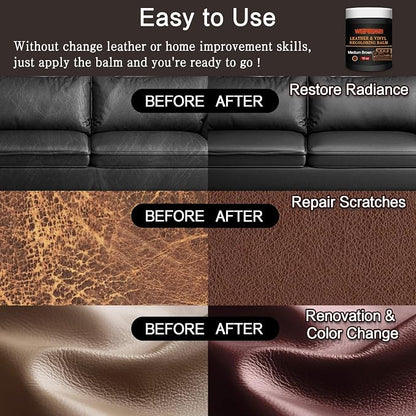 Leather Recoloring Balm & Color Restorer - 10OZ Multipurpose Dye & Paint for Faded Leather Couches, Car Seats, Shoes | Fix Scratches on Clothing, Furniture & Accessories(Medium Brown)