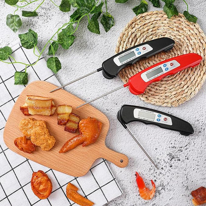 6 Pieces Digital Meat Thermometer Foldable Instant Read Food Thermometer Waterproof Digital Food Probe with Magnet for Grill Cooking Kitchen Food BBQ Roast Turkey Deep Fry Temperature Accessories