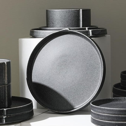 Stone Lain Bao 4-Piece Dinner Plate Set Stoneware, Charcoal