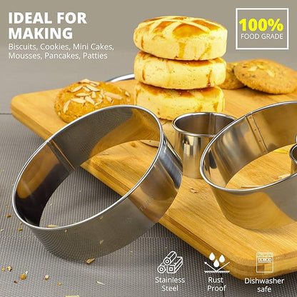 Cookie Cutter Set, Measuring 2'', Round Metal Baking Rings