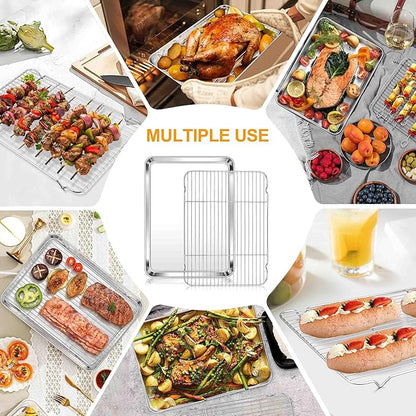 Homikit Baking Half Sheet with Rack, Metal Bacon Tray with Wire Cooling Rack