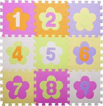 Coolcandy Baby Play Mat Without Fence, 9Pcs Interlocking Puzzle Floor Mat, 0.4" Thick Non-Toxic EVA Foam Play Mat, for Infants & Toddlers 3-36 Months, Soft Puzzle Tiles for Play Areas