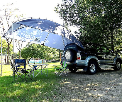 Versatility Camping Tent for Truck Bed,SUV RVing, Van,Trailer and Overlanding Portable Teardrop Awning Canopy Tear Resistant Tarp with 2 Sandbag