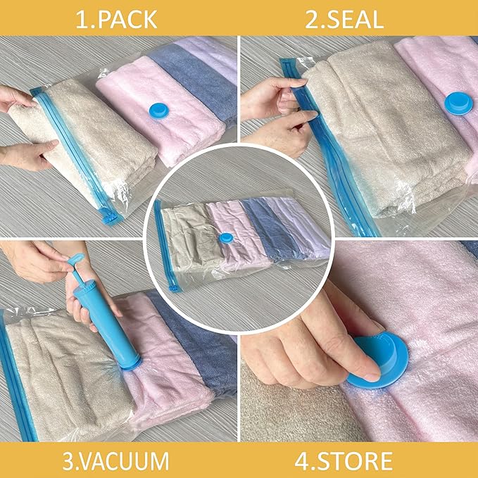 10 Medium Vaccum Storage Bags, Space Saver Vacuum Storage Bags Medium, Space Bags, Vacuum Seal Bags for Clothes with Travel Hand Pump