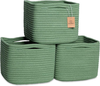NaturalCozy Storage Cubes 9”x9”x7”Cotton Rope Woven Baskets