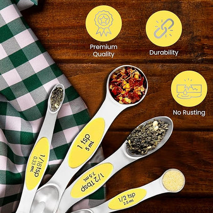 Magnetic Measuring Spoons Set of 9 Stainless Steel Dual-Sided Stackable