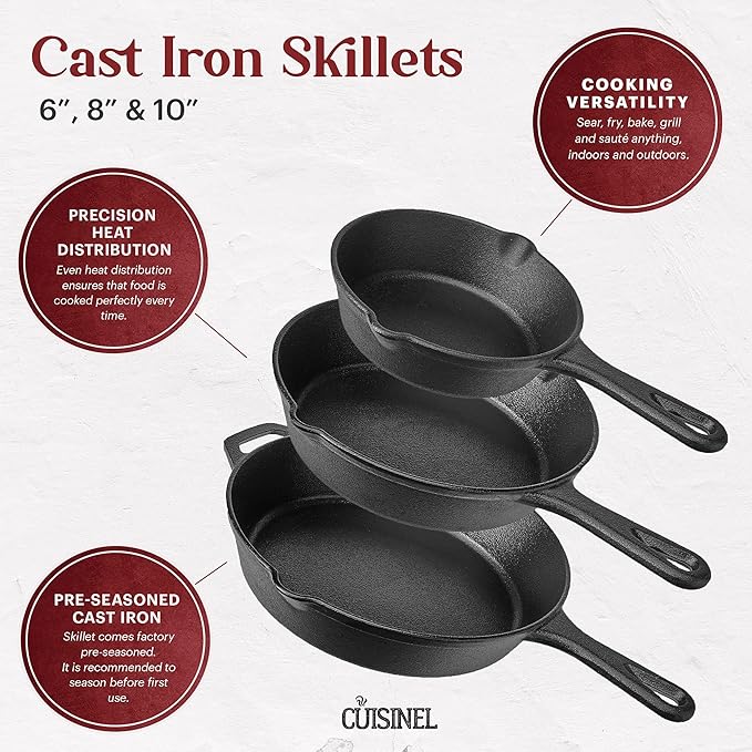 Cuisinel Cast Iron Skillet Set