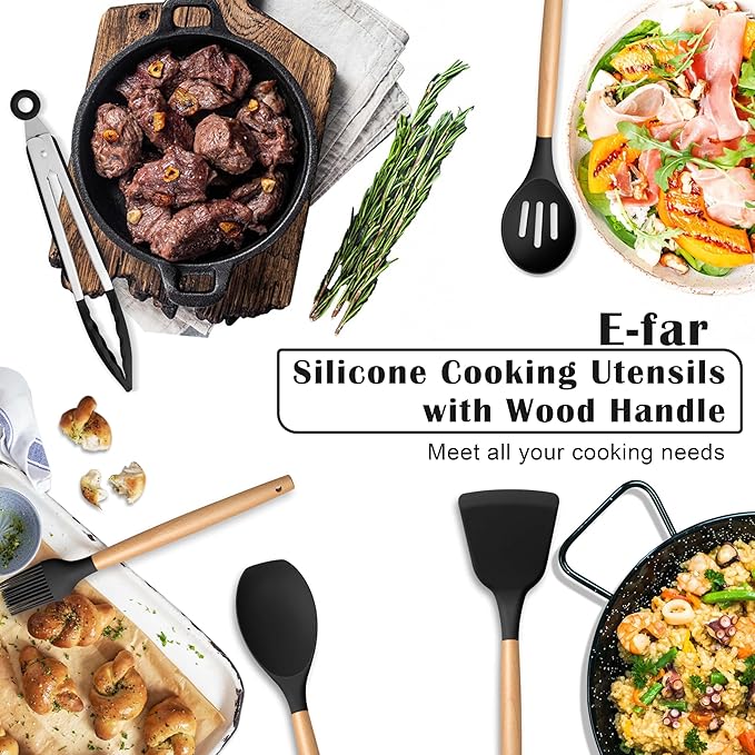 E-far Black Kitchen Utensils Set