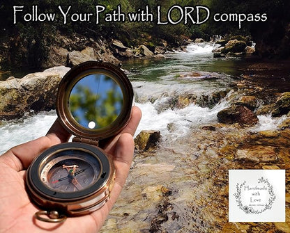 Trust in The Lord With All Your Heart - Proverbs 3:5-6 Quote Engraved Compass With Wooden Box, Greeting Card, Gift Compass, Graduation Day Gifts 2024 for Women Men Boys Girls