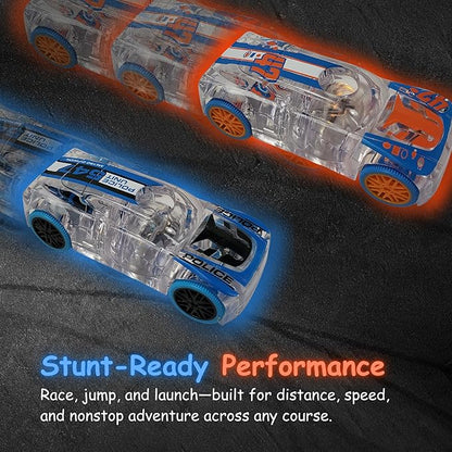 No. 19, LED Light Up Pull Back Race Car, Toy Vehicle for Kids 3 and Up