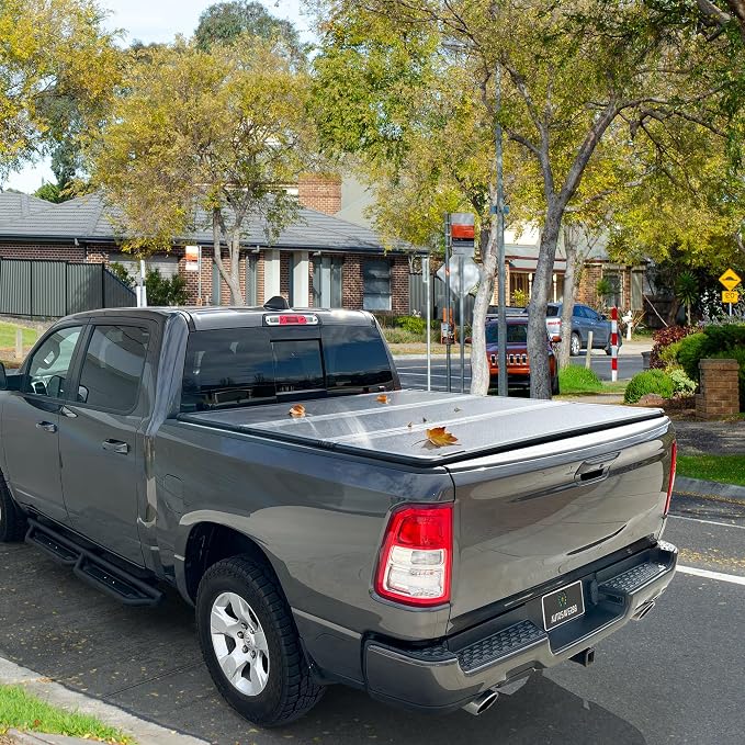 AUTOSAVER88 FRP Hard Tri-fold Truck Bed Tonneau Cover Compatible with Dodge Ram 1500 2002-2026 (Classic & New), Fit for Dodge Ram 2500 3500 2003-2026 6.4ft Bed Without Rambox