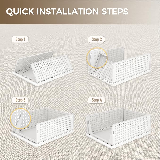 Pinkpum 8 Pack Closet Organizers and Storage Plastic Stackable Storage Bins