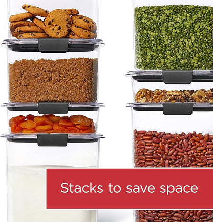 Rubbermaid Brilliance Pantry Food Storage Container Set, BPA-Free, Airtight & Leak-Proof, Clear, 8-Piece, Dishwasher Safe