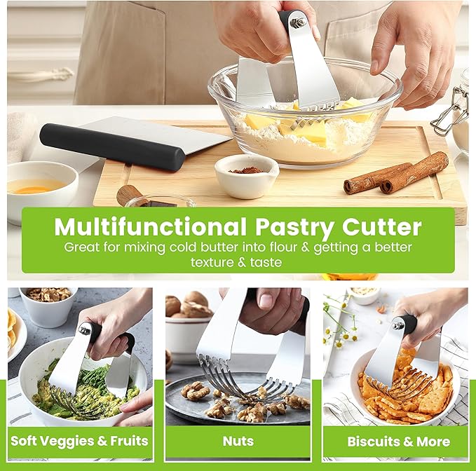 Spring Chef Dough Blender & Pastry Cutter Tool, Stainless Steel Pastry Blender