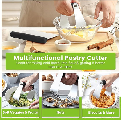 Spring Chef Dough Blender & Pastry Cutter Tool, Stainless Steel Pastry Blender