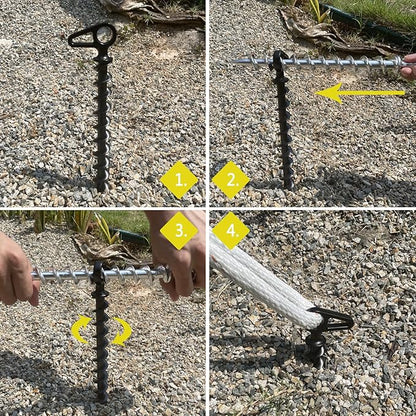 11" Aluminum Screw-in Ground Anchors - Heavy Duty Metal, Non-Rust Spiral Tent Stakes for High Wind, Grass, Sand, Camping, Canopies, Trampolines & Outdoor Securing