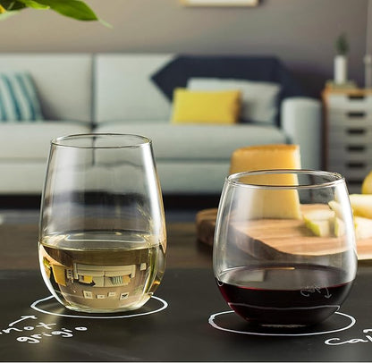 Libbey Stemless Wine Glasses Set of 12, Dishwasher Safe Set Of Wine Glasses, Perfect for Cocktails, Water, and Outdoor Glassware