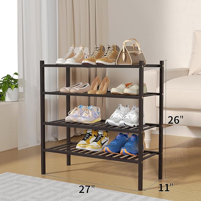 ROMGUAR CRAFT 4 Tier Bamboo Shoe Rack
