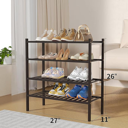 ROMGUAR CRAFT 4 Tier Bamboo Shoe Rack