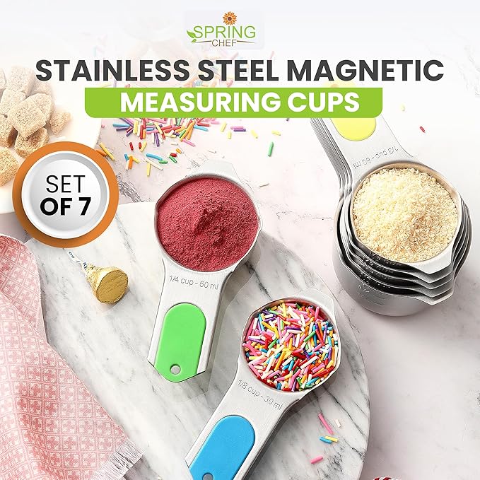 Spring Chef Magnetic Stainless Steel Measuring Cups, Kitchen Tools