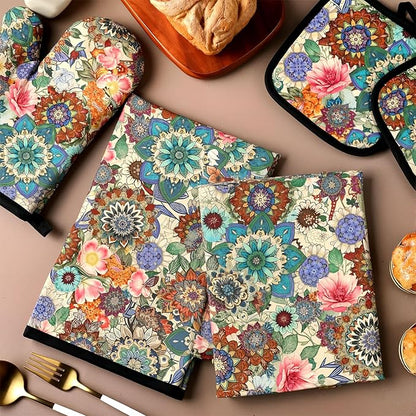 Jingmore 6 Pcs Kitchen Decor Set Accessory Farmhouse Kitchen Towels Pot Holders