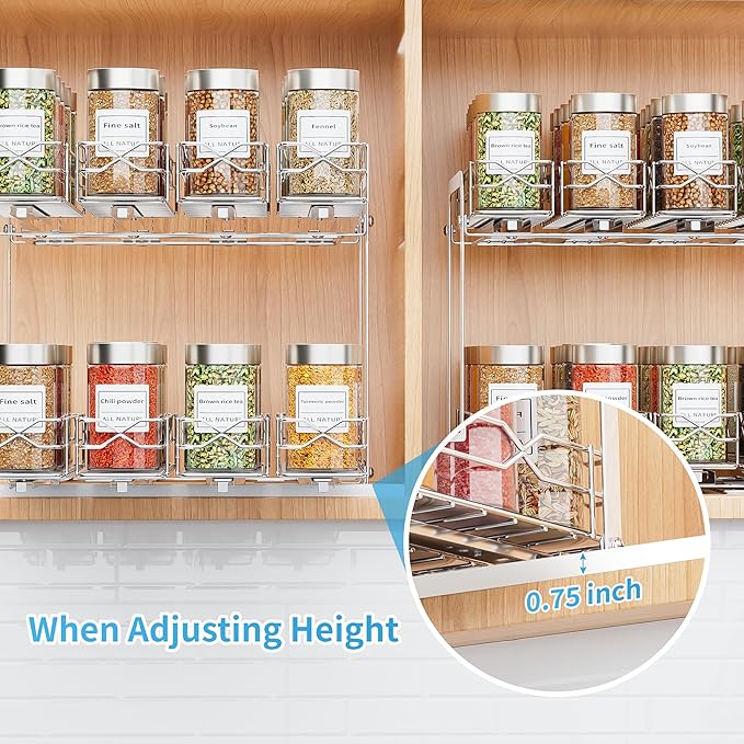 BOIVSHI Spice Rack Organizer, Heavy Duty Vertical Spice Rack Pull Out