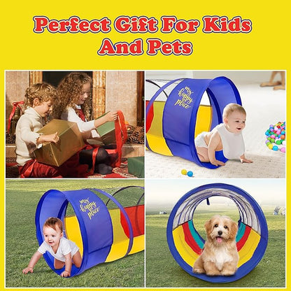 Kiddey Play Tunnel for Kids | Crawl Tunnels with See Through Sides | Outdoor & Indoor Multicolored Tent for Dogs, Toddlers, and Babies | Pop Up Baby Crawling Backyard Tunnel | Balls NOT Included