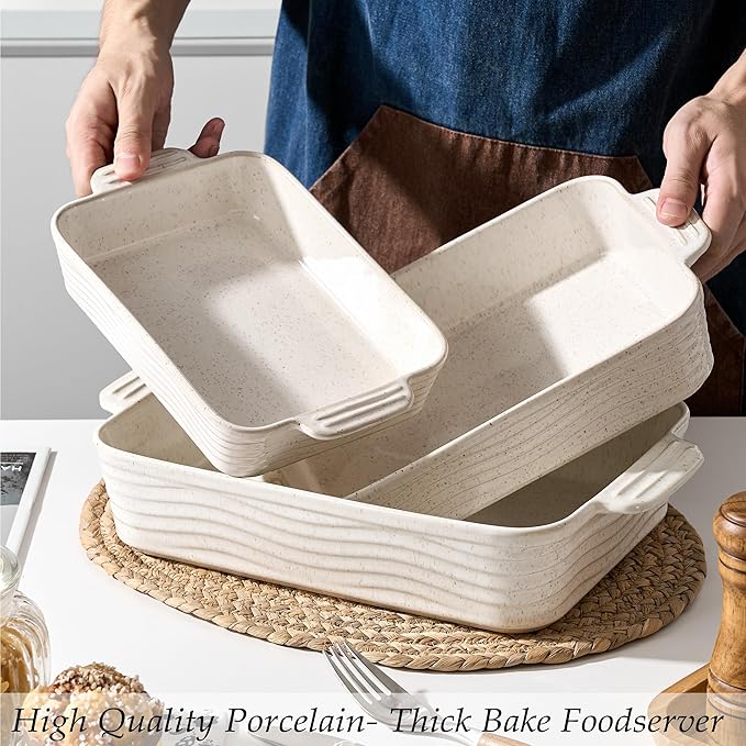 Ceramic Baking Dish Set of 3, Casserole Dishes