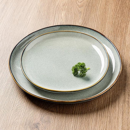 AmorArc Ceramic Dinnerware Sets,Handmade Reactive Glaze Stoneware Plates and Bowls Sets,Highly Chip and Crack Resistant | Dishwasher & Microwave Safe Dishes Set,Service for 4 (12pc)