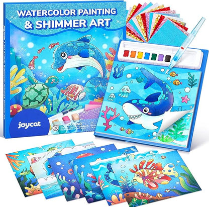 JoyCat Paint with Water Coloring Books, Art & Craft Activity, No Mess Art for Kids Ages 4-8, Craft Kits & Supplies, DIY Creative Activity, Presents for Girls & Boys (Sea Animals)