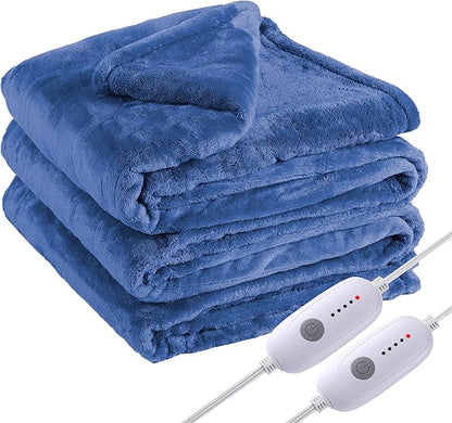 Electric Heated Blanket Queen Size 84"×90" Dual Control, 5 Heating Settings &