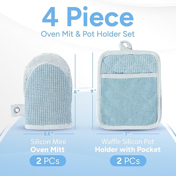 Casa Platino BBQ Gloves & Potholders Set, Holder