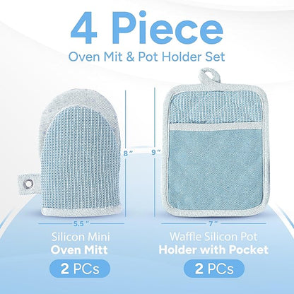 Casa Platino BBQ Gloves & Potholders Set, Holder