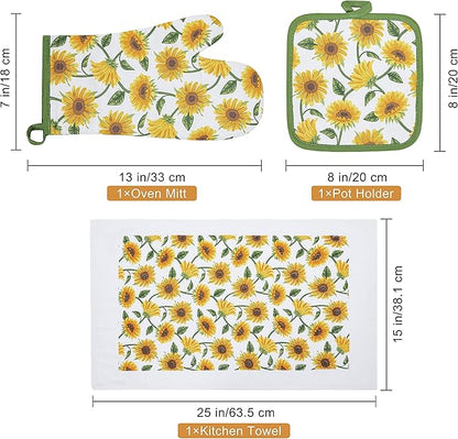 Oven Mitts and Potholders Dish Towles Set 100% Cotton