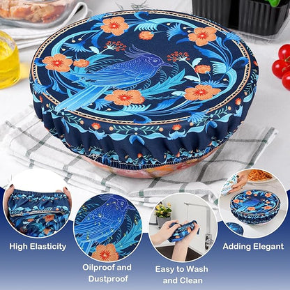 5 Pieces Bowl Covers Reusable, 5 Size Elastic Cloth Bowl Covers