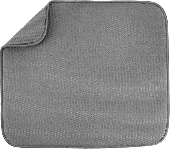 S&T INC. Dish Drying Mat, 16” x 18”, Absorbent Microfiber Kitchen Counter Mat