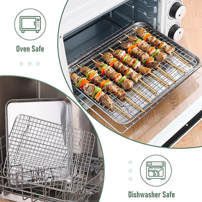 Homikit Baking Sheet with Wire Rack Set, Metal Bacon Cookie Trays Nonstick