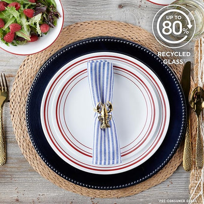 Corelle Vitrelle 18-Piece Service for 6 Dinnerware Set, Triple Layer Glass and Chip Resistant, Lightweight Round Plates and Bowls Set, Logan