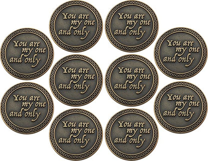 Bulk Set of 10 Romantic Love Expression Coins, You are My One & Only, You Mean The World to Me, Anniversary Pocket Tokens for Date Night, Love Gift for Men & Women, from Him or Her