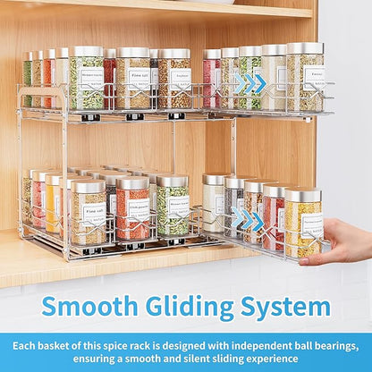BOIVSHI Spice Rack Organizer, Heavy Duty Vertical Spice Rack Pull Out