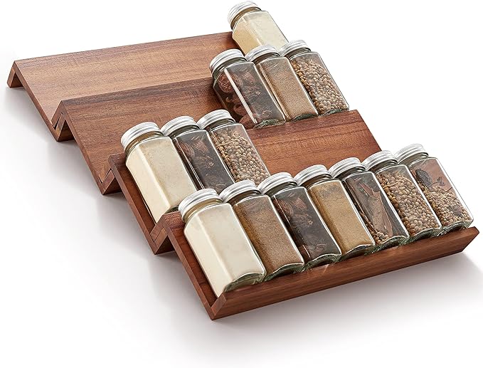 Tinamo Acacia Wooden Spice Rack Organizer