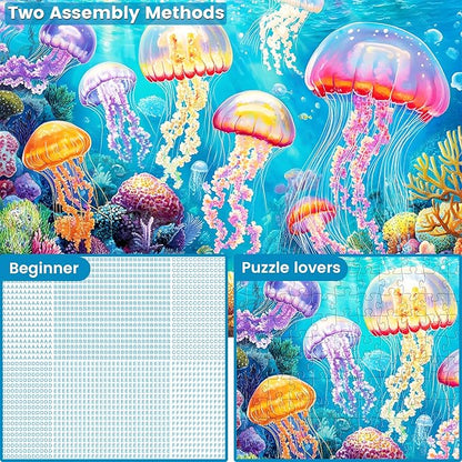 300 Piece Puzzle for Adults,Ocean Jellyfish Jigsaw Puzzles 300 Pieces for Adult Kids Elderly Puzzle Game Premium Cardboard Jigsaw Puzzle Challenging Puzzles Game Family Activity Birthday Gift Toy
