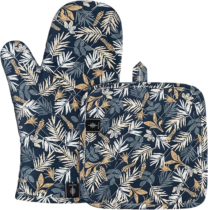 BONTHEE Oven Gloves Heat Resistant Potholder Set Oven Gloves