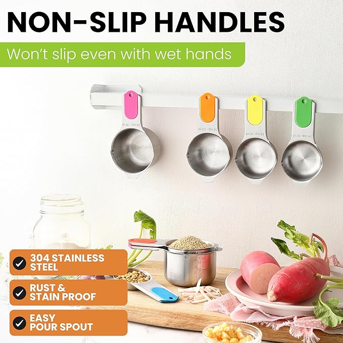 Spring Chef Magnetic Stainless Steel Measuring Cups, Kitchen Tools