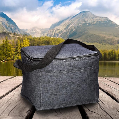 Insulated Cooler Lunch Bag Set of 10, Bulk Pack - Perfect for Work, Travel, Outdoor Events - Black